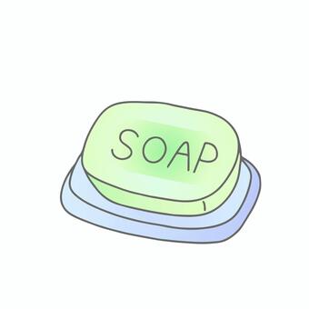 石けん（グリーン） 石鹸,固形石鹸,固形せっけん,お風呂,手洗い,ボディソープ,せっけん台,石けんケース,洗顔フォーム,シンプルのイラスト素材