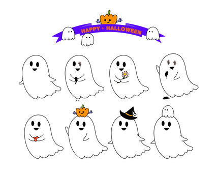 ハロウィンおばけ ハロウィン,おばけ,ゆうれい,かぼちゃ,パーティー,お祭り,10月,秋,トリックオアトリート,ジャックオランタンのイラスト素材
