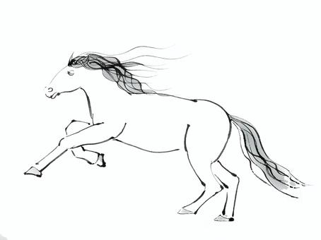 白馬の水墨画 白馬の水墨画 白馬,水墨画,墨絵,馬,午のイラスト素材