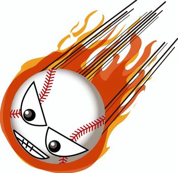 野球ボールキャラ 野球,ボール,投げる,スピード,燃える,魔球,縫い目,コミカル,キャラのイラスト素材
