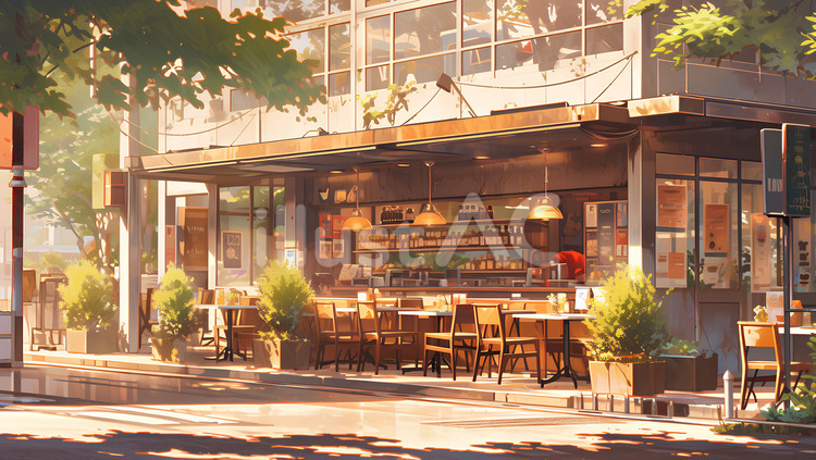 街角のオシャレなカフェバー カフェ,お店,オシャレのイラスト素材