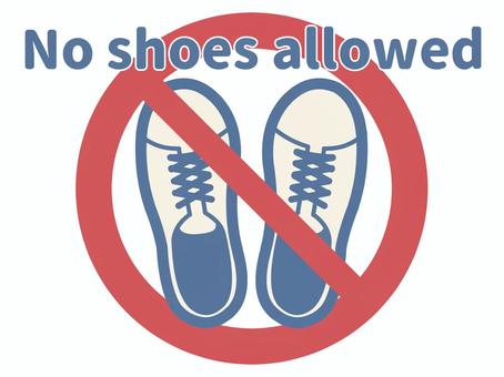 No shoes allowed 表示 No shoes allowed 表示 土足禁止,英語,案内,ピクトグラム,注意,表示のイラスト素材
