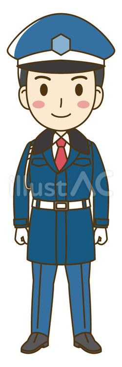  立っている冬服の警備員の男性＿施設警備 警備員,冬服,冬のイラスト素材