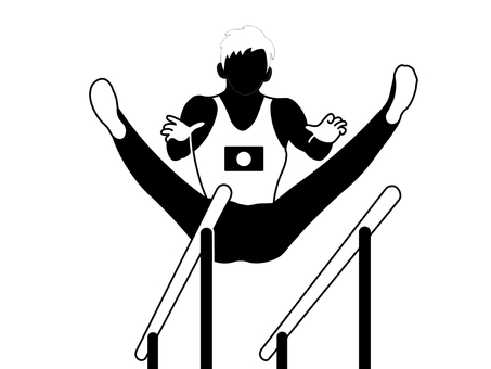 体操 体操 平行棒,体操,競技,種目,スポーツ,運動,人,人物,男性,選手のイラスト素材