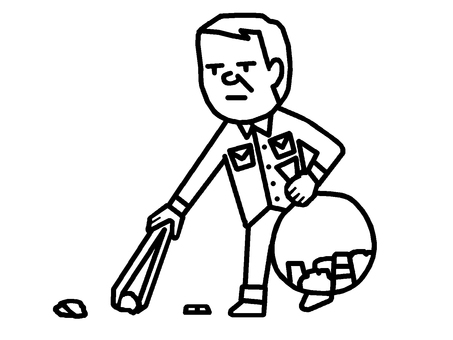 Illustration, picking up rubbish, cleaning, people, 