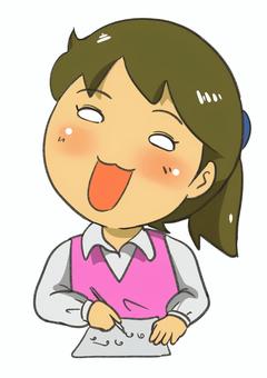 意識が無い女性 ol,女性,若い,会議,記録,失神,記憶喪失,白目,会社員,議事録のイラスト素材