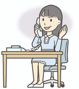  ワンピースお嬢様-330-全身 電話,悪人,お嬢様,女性,女の子,オシャレ,人物,かわいい,表情,感情のイラスト素材