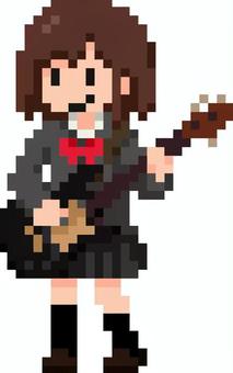 ドット絵のエレキギターを弾く学生です。 ドット絵,エレキギター,シンプル,演奏,学生,青春,制服,音楽,部活,バンドのイラスト素材