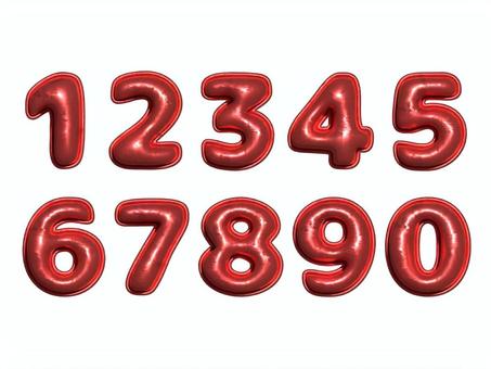 数字バルーン文字　レッド 赤,数字,文字,価格,年齢,月齢,飾り,サプライズ,ハッピーバースデー,誕生日のイラスト素材