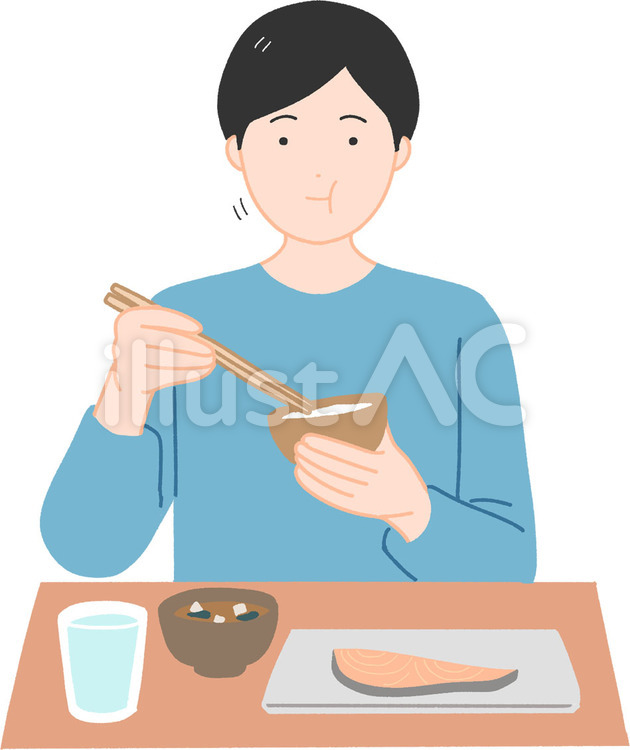 朝食を食べる私服の男性 男性,朝食,食事のイラスト素材