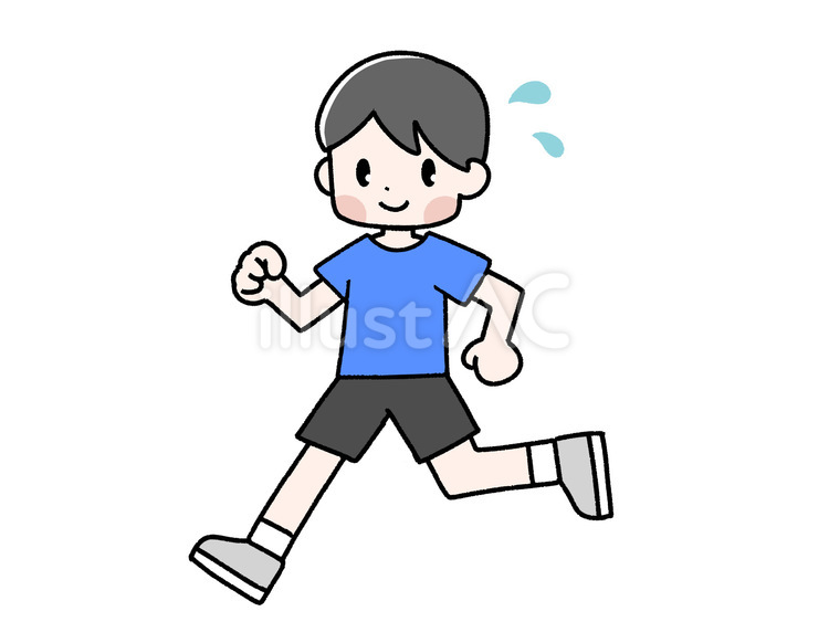 汗をかきながら走る男性 マラソン,ランニング,ジョギングのイラスト素材