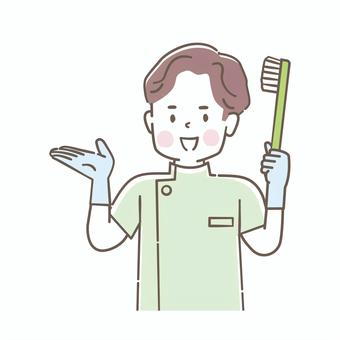 歯ブラシを持った歯科医師 歯科,歯ブラシ,治療,歯磨き,医療,可愛い,笑顔,男性,クリニック,歯科検診のイラスト素材