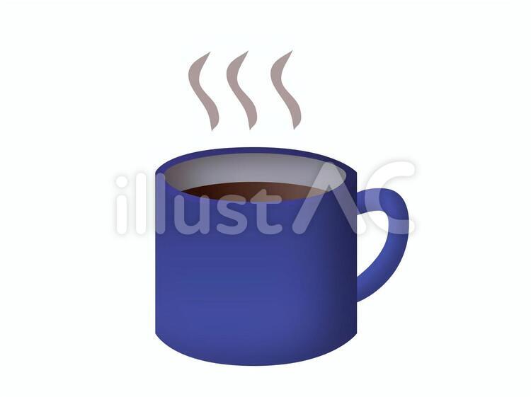 マグカップ(青) マグカップ,コーヒー,湯気のイラスト素材