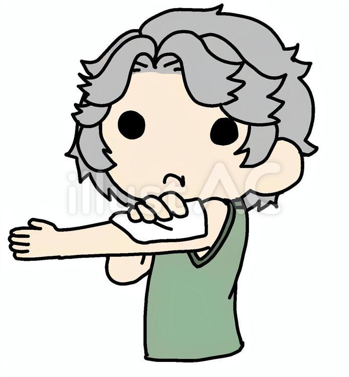 体を拭くおばあさん 体,おばあさん,拭くのイラスト素材