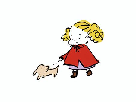 散歩 散歩 女の子,犬,人物のイラスト素材
