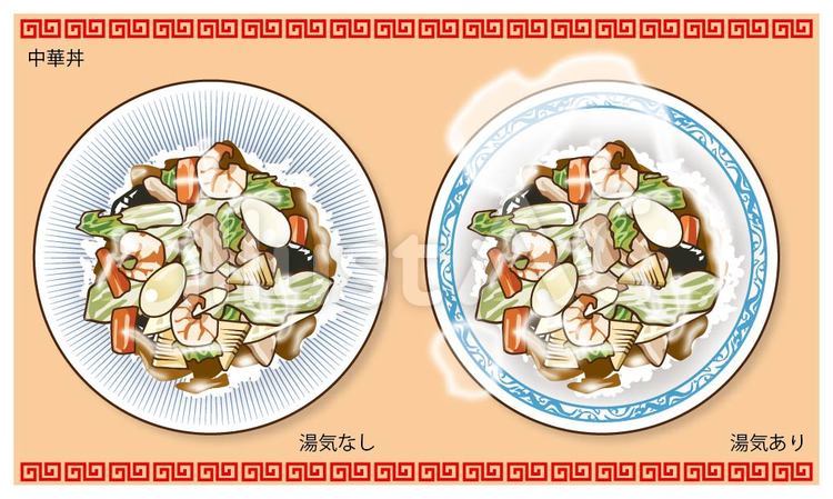 中華丼俯瞰 中華丼,俯瞰,上からのイラスト素材