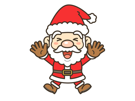 サンタクロース_07 サンタ,サンタクロース,クリスマス,聖夜,帽子,コート,髭,笑顔,喜ぶ,バンザイのイラスト素材