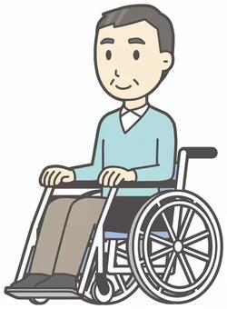 ニット中年男性-296-全身  ニット中年男性-296-全身 車いす,おじさん,男性,中年,お父さん,パパ,シニア,ミドルエイジ,人物,かわいいのイラスト素材