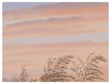 Illustration, sunset cloud, setting sun, dusk, 