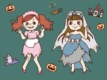 ゾンビの仮装をする女性 ゾンビの仮装をする女性 ハロウィン,仮装,ゾンビのイラスト素材