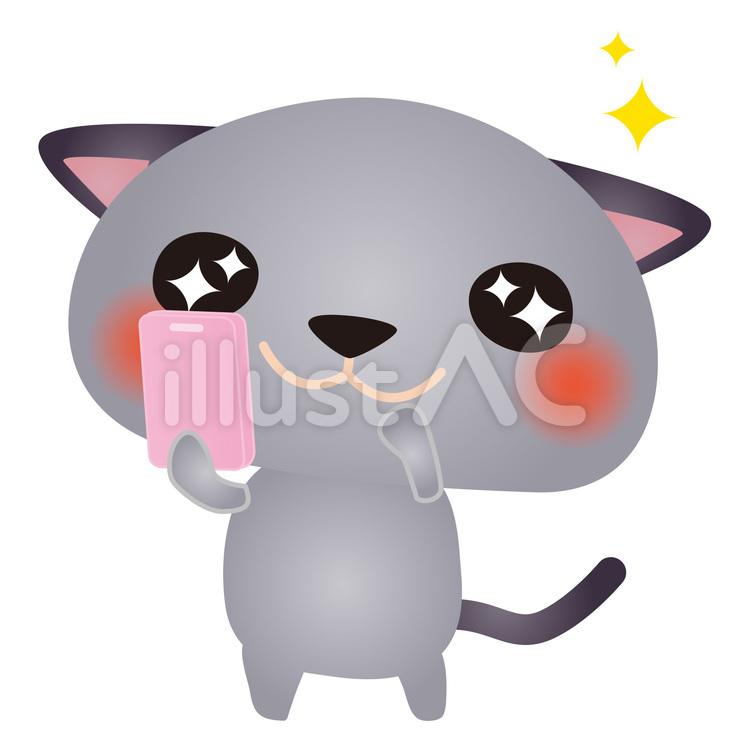 cat173 猫,自撮り,スマホのイラスト素材