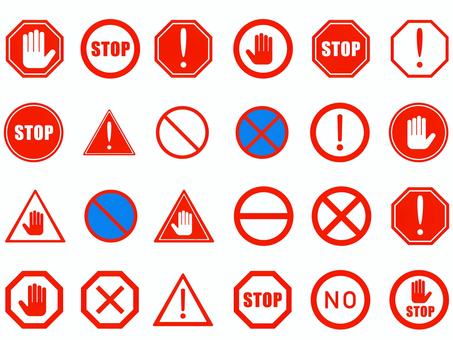 Set material of icons about prohibited items, forbidden, note, danger, JPG, PNG and AI