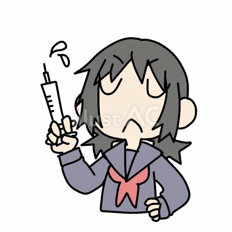 注射器片手の学生少女 少女,注射器,片手のイラスト素材