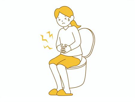 トイレで便秘に苦しむ女性 トイレ,便秘,下痢,腹痛,女性,生理痛,胃腸炎,生理,体調不良,腸活のイラスト素材