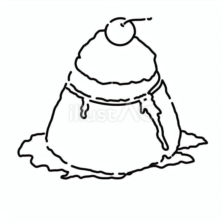 昔ながらのプリンの線画イラスト プリン,スイーツ,お菓子のイラスト素材