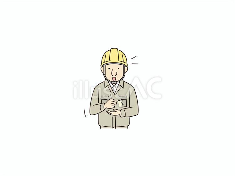 納得する男性現場作業員 現場作業員,理解,承認のイラスト素材