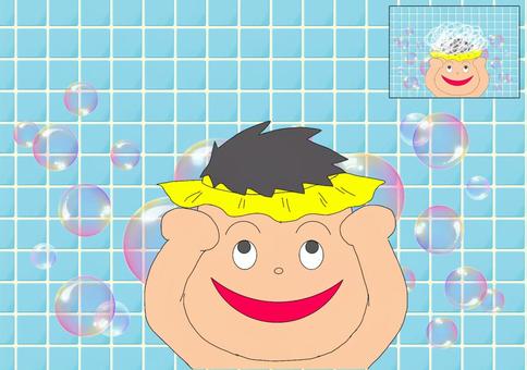 【なぐりがき練習】シャンプーをする子ども 教材,教育,療育,リハビリ,練習,訓練,言語療法,作業療法,プリント,運筆のイラスト素材