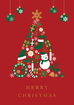 クリスマスツリー4198 クリスマス,クリスマスツリー,赤,リース,クリスマスカード,背景,ポストカード,壁紙,雪の結晶,冬のイラスト素材