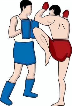 キックボクシング  キックボクシング  キックボクシング,ムエタイ,膝蹴り,練習,格闘技,ジム,男性,線画のイラスト素材