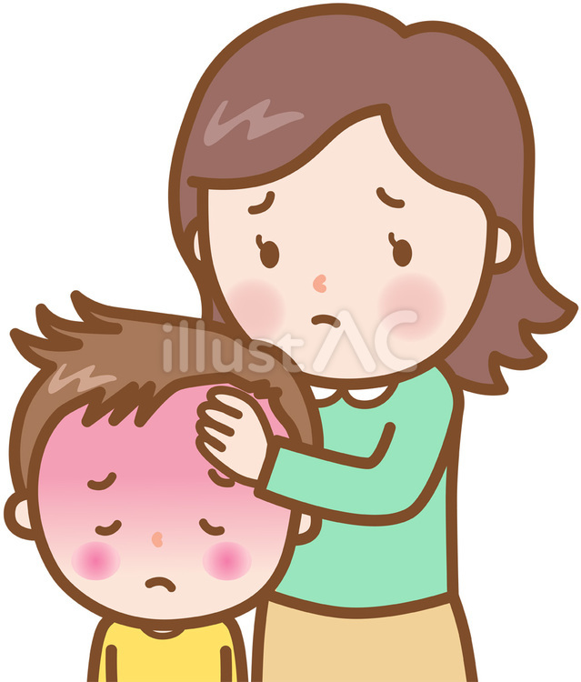 男の子：発熱 発熱,熱,症状のイラスト素材