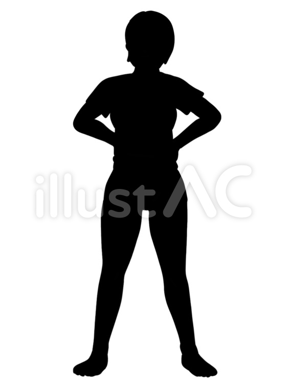 仁王立ち　ラジオ体操　シルエット 女性,ラジオ体操,腰のイラスト素材