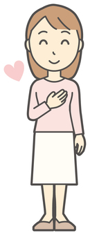  ロングヘア女性-149-全身 好き,女性,女の子,人物,かわいい,ハート,嬉しい,喜ぶ,笑顔,おねだりのイラスト素材