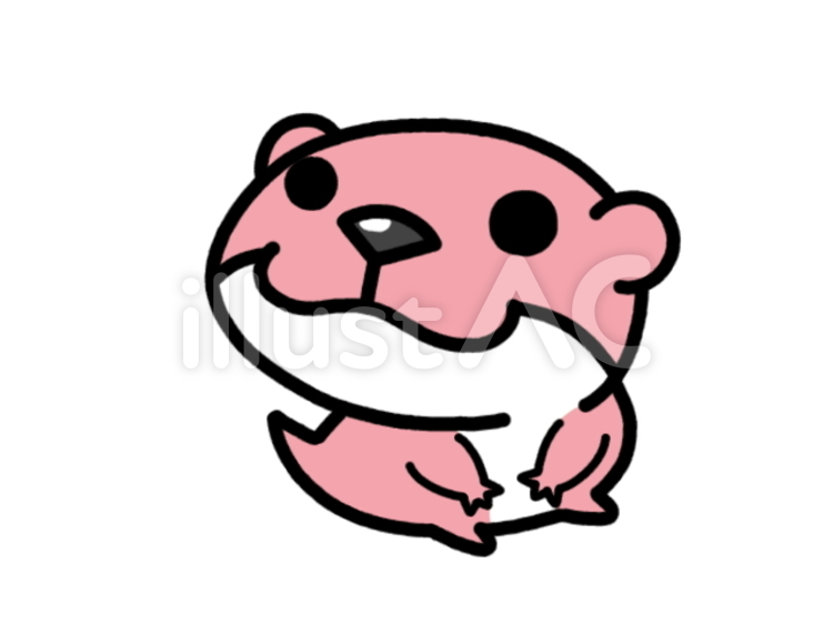 コツメカワウソ　桃 コツメカワウソ,カワウソ,動物のイラスト素材