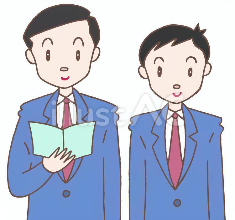 先輩後輩 ビジネスマン,ビジネス,働く人のイラスト素材