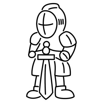チェスのナイト（騎士）　線画 ナイト,チェス,駒,ボードゲーム,中世,ヨーロッパ,人,歴史,騎士,鎧のイラスト素材