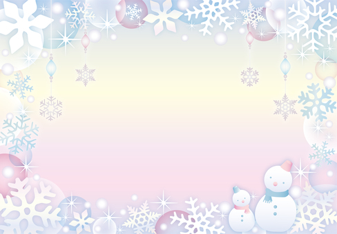 ロマンチックな雪のキラキラフレーム 雪の結晶,ゆきだるま,ピンク,雪,キラキラ,冬,フレーム,かわいい,壁紙,カードのイラスト素材
