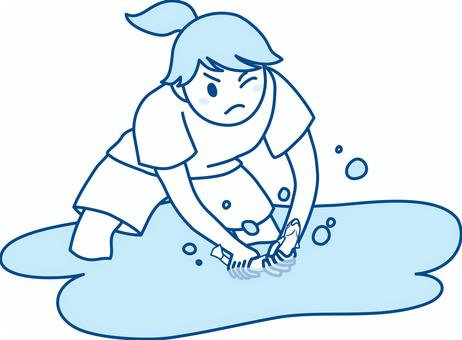 魚つかみで魚をつかんでいる女の子 魚つかみ,川遊び,子ども,夏,夏休み,女の子,魚,つかみ取りのイラスト素材