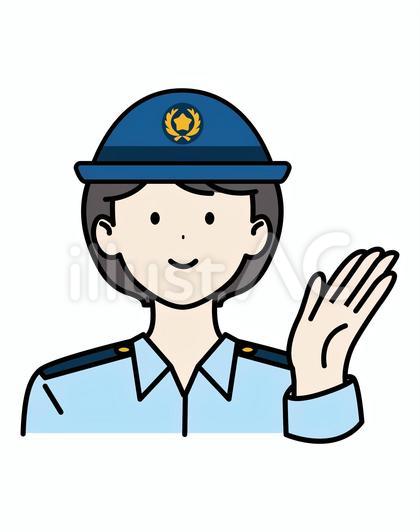 女性警察官青ワイシャツこちら