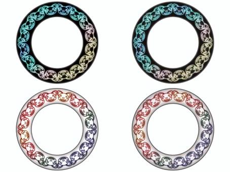 猫の丸いフレ−ム　セット 猫,フレ−ム,ポストカード,メッセージカード,飾り枠,あしらい,円,丸,サ−クル,かわいいのイラスト素材