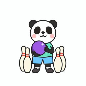 ボーリング大会でストライクを狙うパンダ ボーリング,ボウリング,ボーリング場,レジャー,遊び,親睦,親睦会,２次会,大会,ストライクのイラスト素材