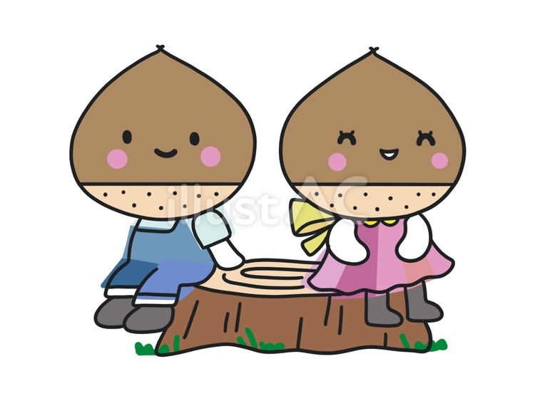 栗の男の子と女の子 栗,クリ,マロンのイラスト素材