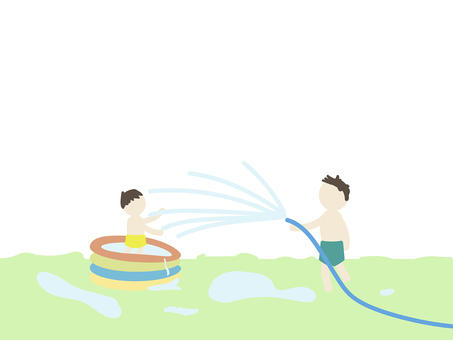 夏休み 夏休み 夏休み,プール,ホースのイラスト素材