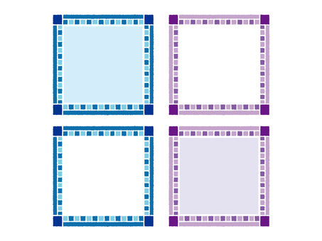 じわじわ線のタイル風フレームセット01 フレーム,囲み,枠,飾り枠,囲み枠,手描き,タイル,四角,背景枠,色々のイラスト素材