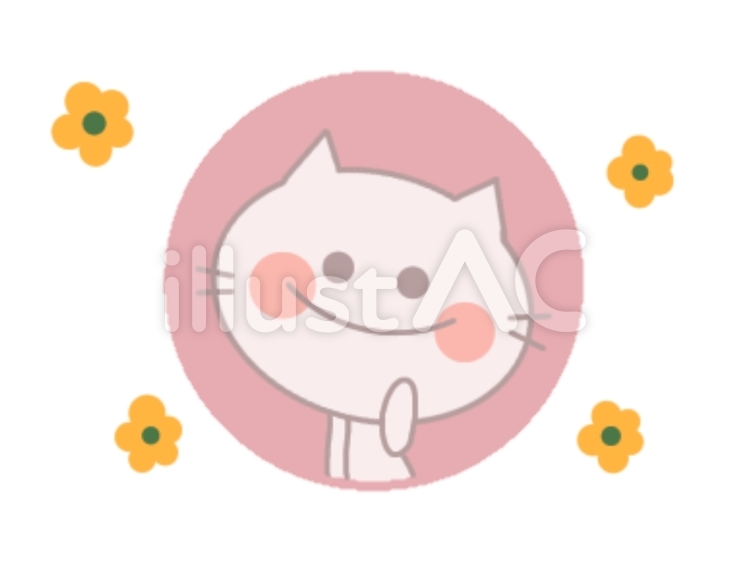 花とほのぼのネコ ネコ,花,ほのぼののイラスト素材