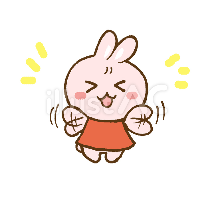 うさぎ６ 手を振る,バイバイ,うさぎのイラスト素材