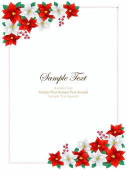 冬、ポインセチアのフレーム、背景25 ポインセチア,クリスマス,フレーム,背景,水彩,手描き,壁紙,飾り枠,枠,花のイラスト素材